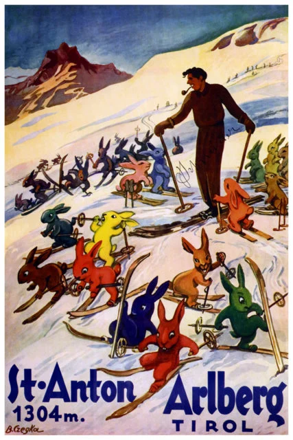 Винтажный постер для катания на лыжах спорта путешествий Мэн классические