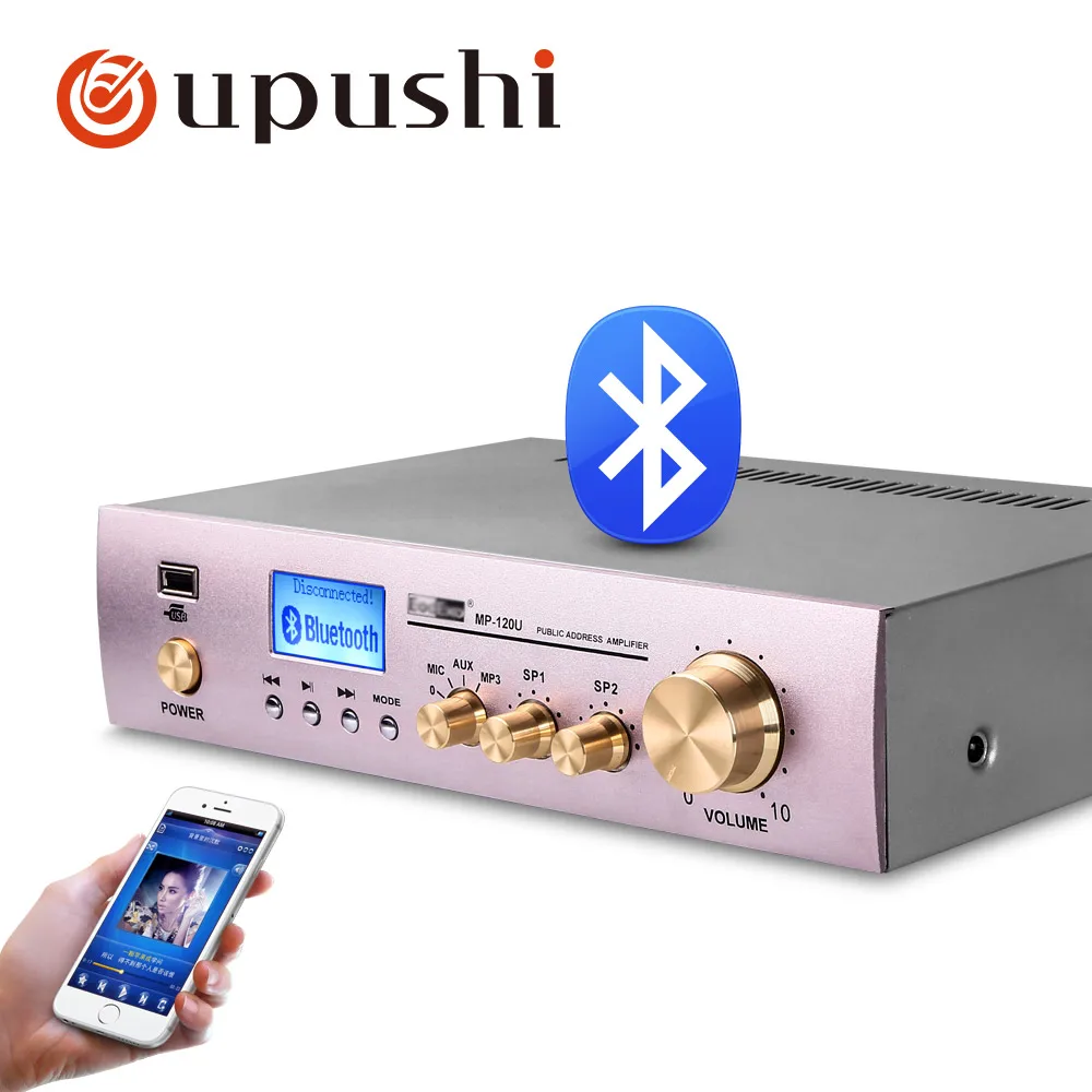 Oupushi MP-120U+ KS805 фоновая музыкальная звуковая система домашняя музыка 120 Вт BT стерео усилитель с 6," динамики в комплекте