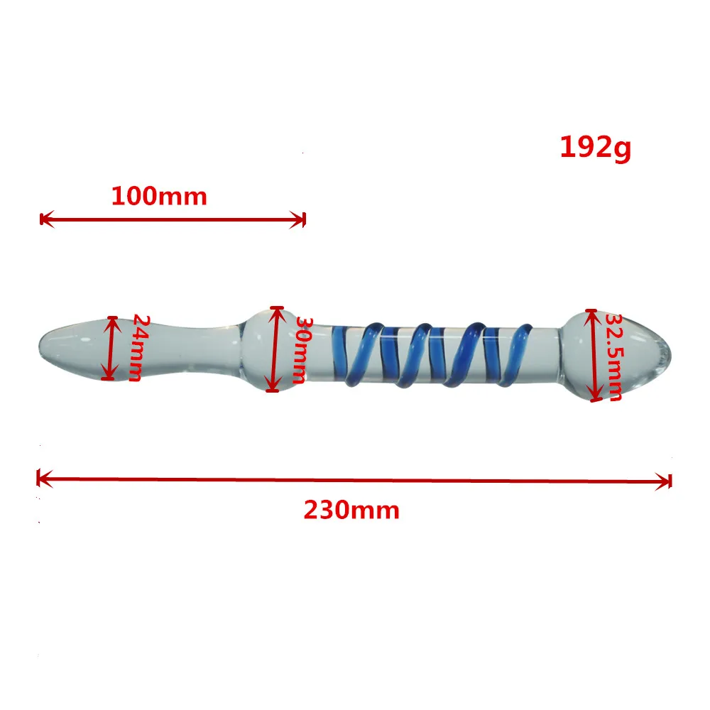 Длинный большой двухсторонний пенис из пирекса стеклянный фаллоимитатор