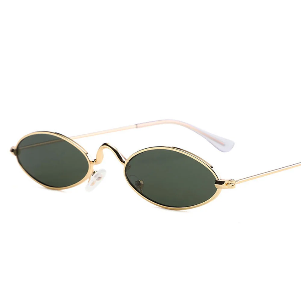 Gold framegreen Модные солнцезащитные очки для мужчин, мужские ретро очки с металлической оправой, Желтые красные винтажные очки, маленькие круглые солнцезащитные очки для женщин D50 - Цвет линз: Gold framegreen