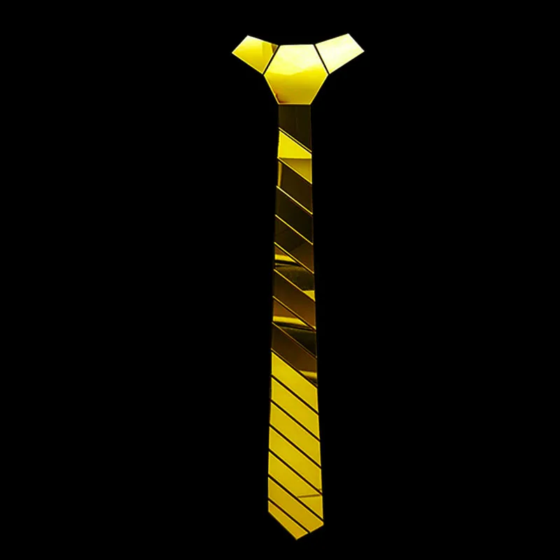 Gold Color Новое поступление акриловый Золотой зеркальный галстук Геометрическая модель ручной работы модные тонкие галстуки - Цвет: Gold Color