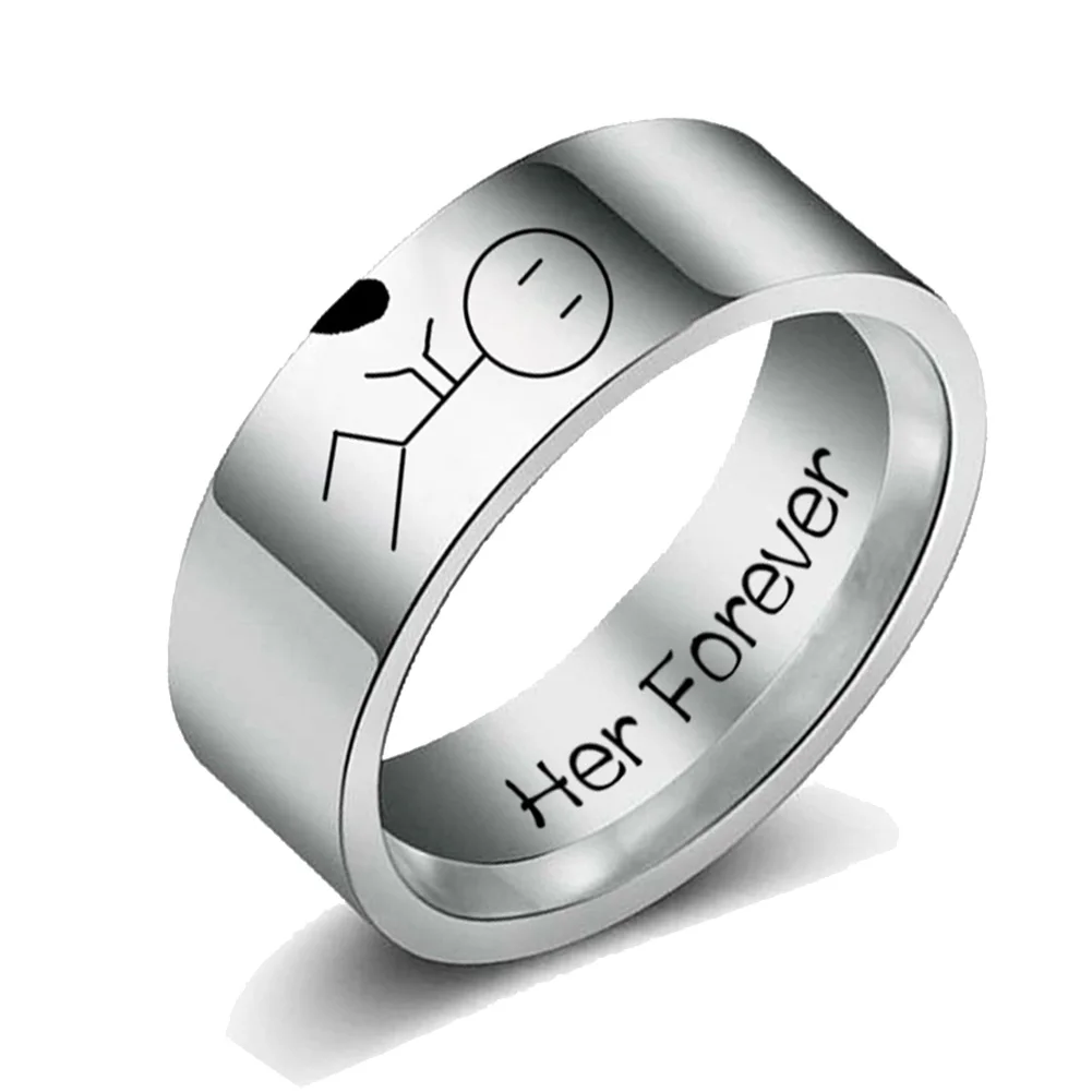 Her Forever его всегда мультфильм абстрактное кольцо из нержавеющей стали пара
