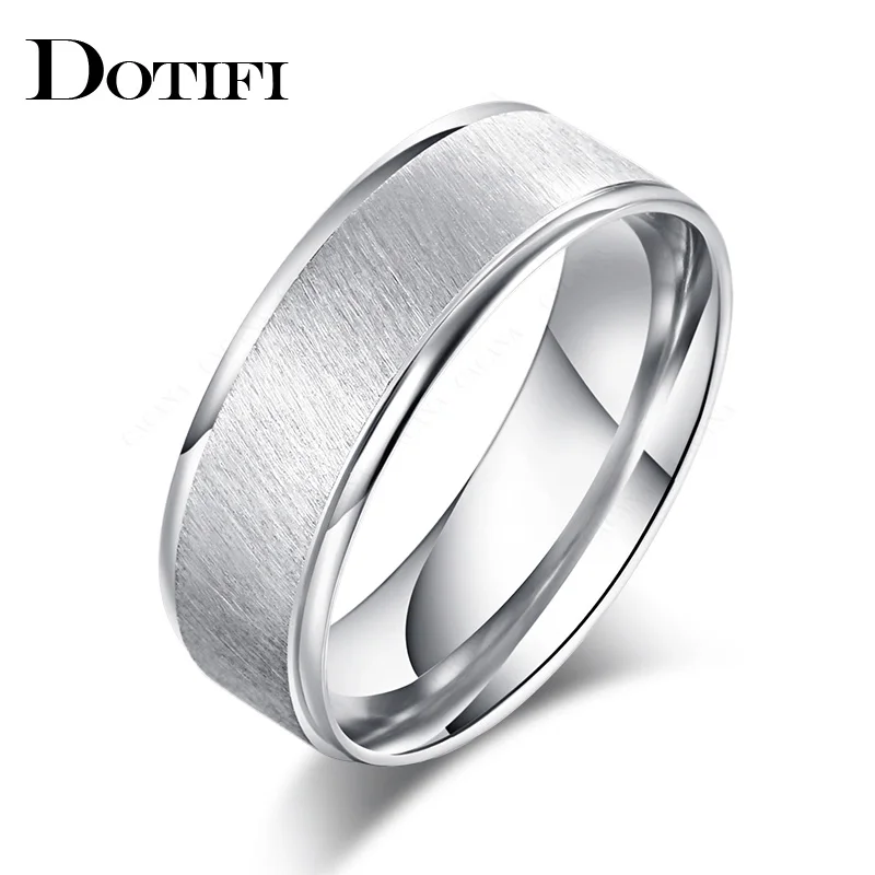 DOTIFI 316L кольца из нержавеющей стали для женщин 8 мм серебро матовый обручальное