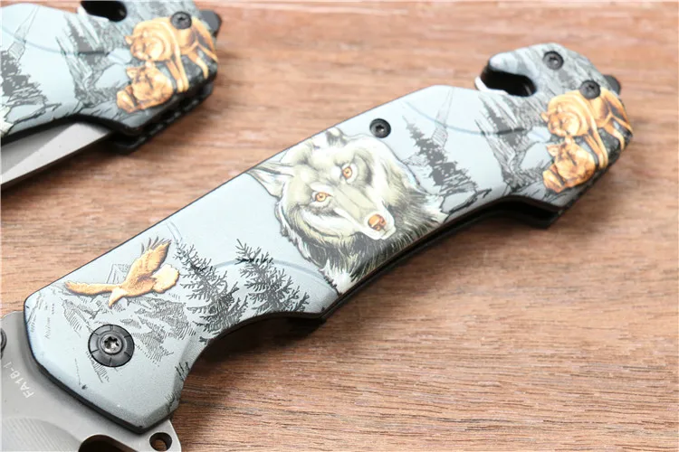 New 3D print handle Multi-function Folding Tactical Survival Knives Hunting Camping Blade High Hardness Military Knife | Инструменты
