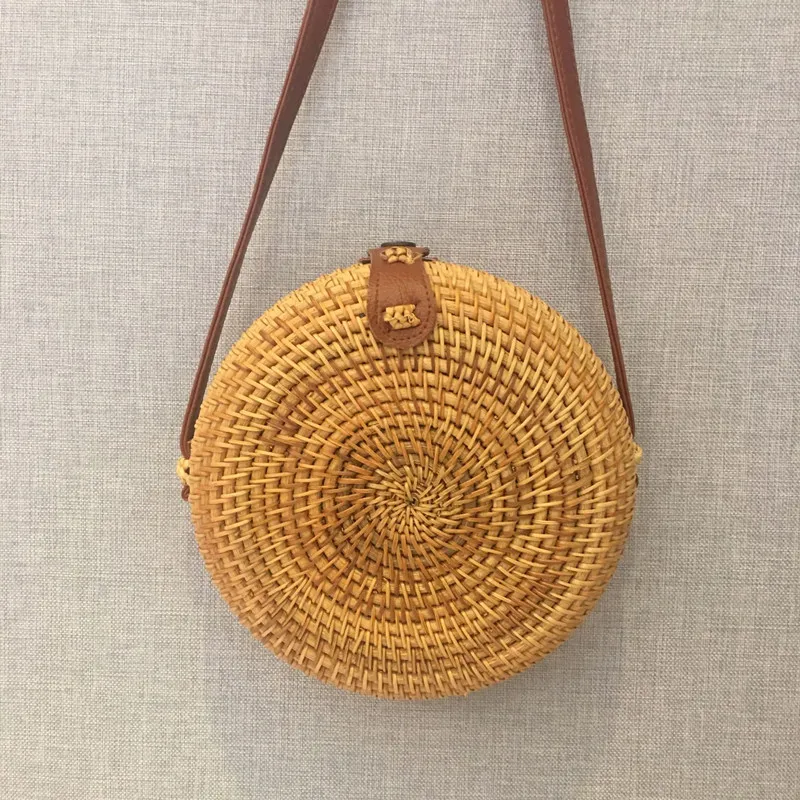

Artistic Handmade Weaving Bag Woven Shoulder Crossbody Bags for Women Messenger Bags Empty Basket Rattan Hnit Bag