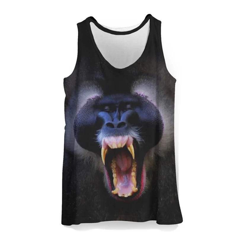 Мужская майка с 3D принтом обезьяны повседневный пляжный жилет без рукавов
