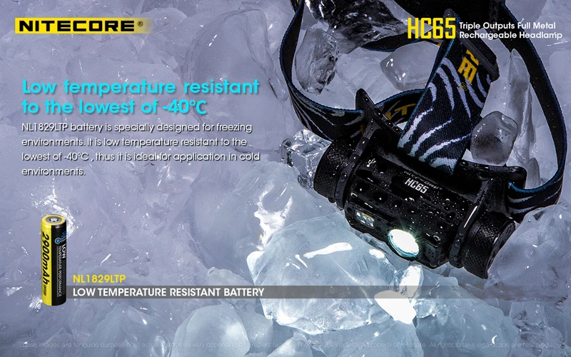 Gold Winner ISPO Award Nitecore HC65 CREE XML2-U2 светодиодный налобный фонарь 1000 люмен с тройным выходом с литий-ионным аккумулятором