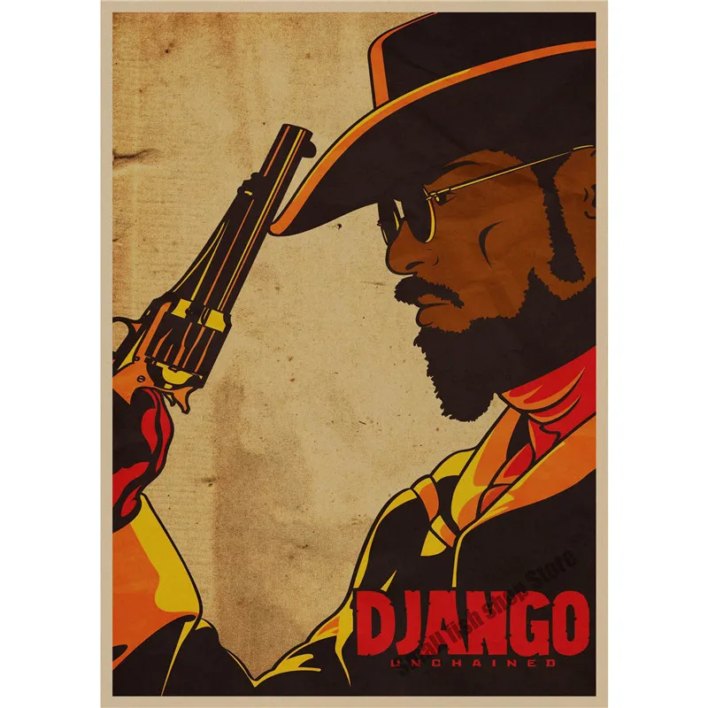 Оранжевый Django Unchained Квентин Тарантино ретро плакат, крафт-бумага, бумага для бара, кафе, домашний Декор, живопись, наклейка на стену - Цвет: Оранжевый