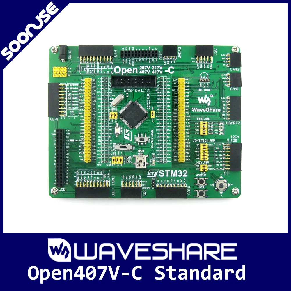 Фото Waveshare Open407V C Standard STM32F407VET6 STM32F407 ARM Cortex M4 STM32 макетная плата + PL2303 USB UART