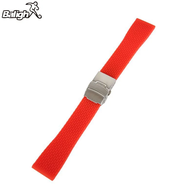 

Silicone Rubber Watch Strap Band Deployment Buckle Waterproof BLack Watchband 18mm, 20mm, 22mm, 24mm