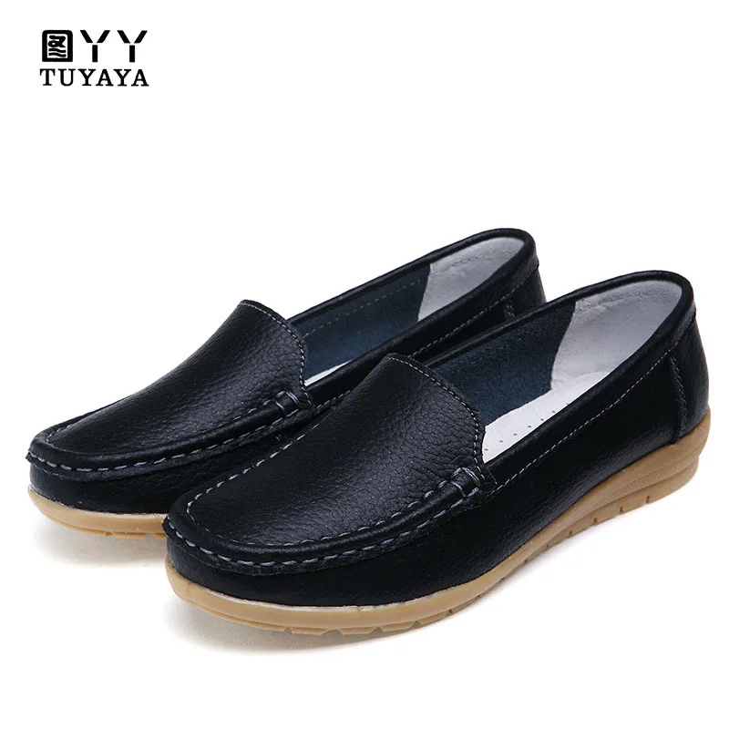 Women Genuine Leather Shoes Ballet Flats Slip on for Loafers Moccasins Nursing Sneakers Footwear Size 35-41 |