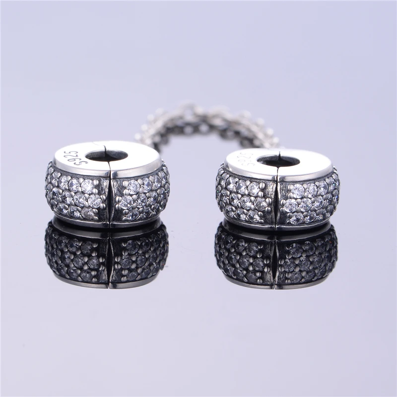 925 серебро безопасносные браслеты с подвесками украшением в виде кристаллов