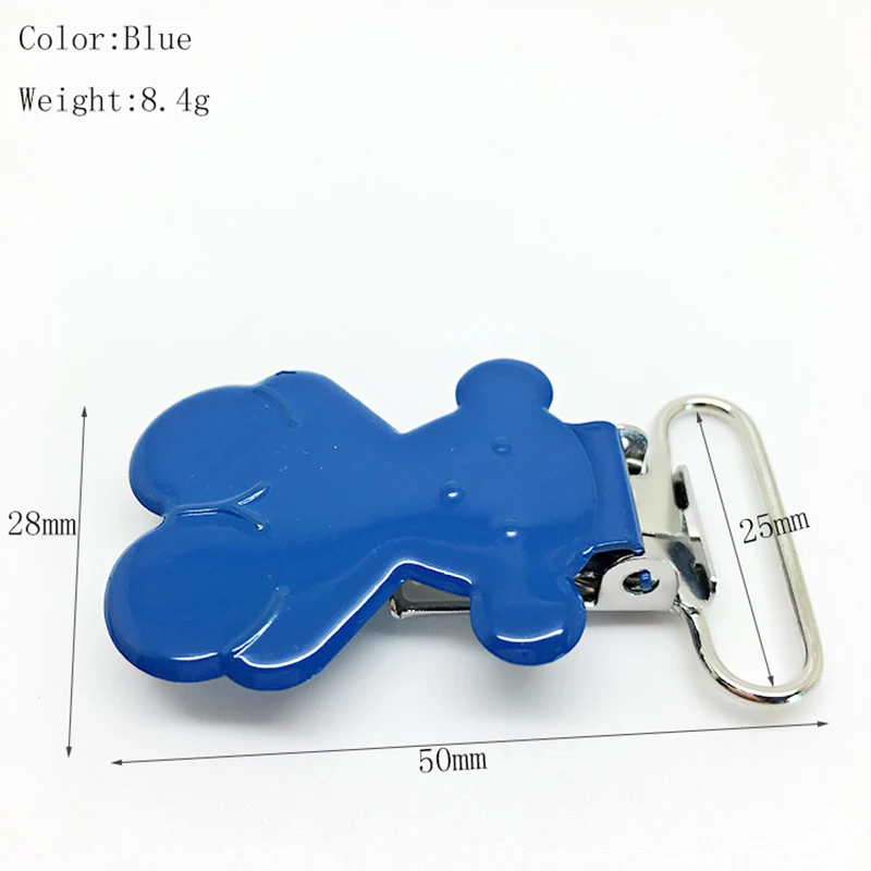 

100pcs/lot 25mm stainless steel pacifier clips holder metal bear shape clip suspenders fasteners manufacturer wholesale