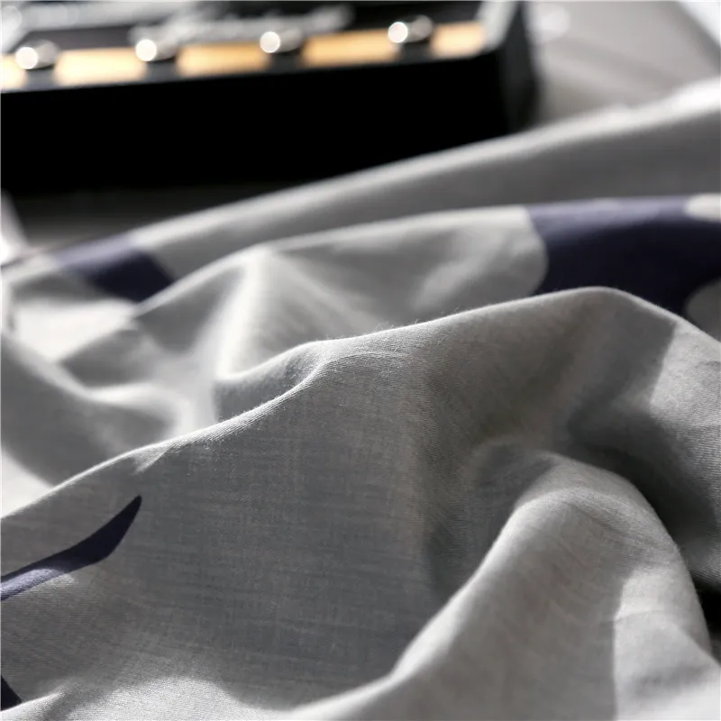 European Style Simple And Elegant Gray Stars Print Pattern Comfortable Soft Bedding 100% Cotton Quilt Cover | Дом и сад