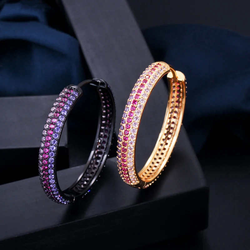 Женские серьги-кольца из фианита AAA + E314 | Украшения и аксессуары