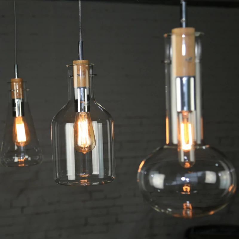 

Creative Clear Glass Red Wine Bottle Pendant Hanging Lamp Dinning Room Bar Cafe Restaurant Home Decoration Light Fixture