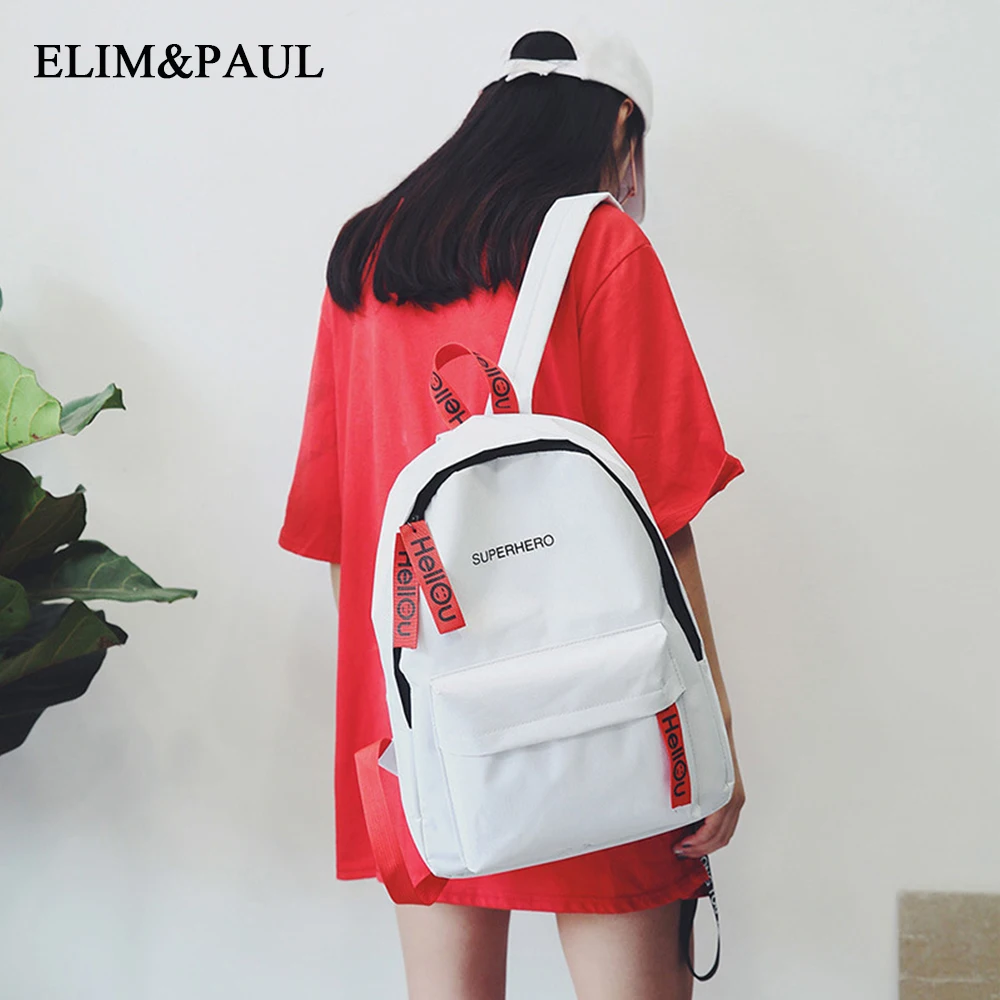 2018 new letter print fashion middle school student bag college canvas solid smiley travel large capacity tide | Багаж и сумки
