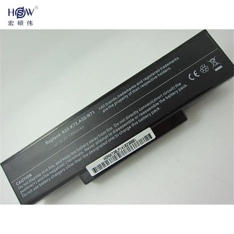 HSW Новый 9 Сотовый A32-K72 Аккумулятор для ноутбука ASUS N71 N71JA N71JQ N71JV N71V N71VN N71YI N73 N73JF N73JG