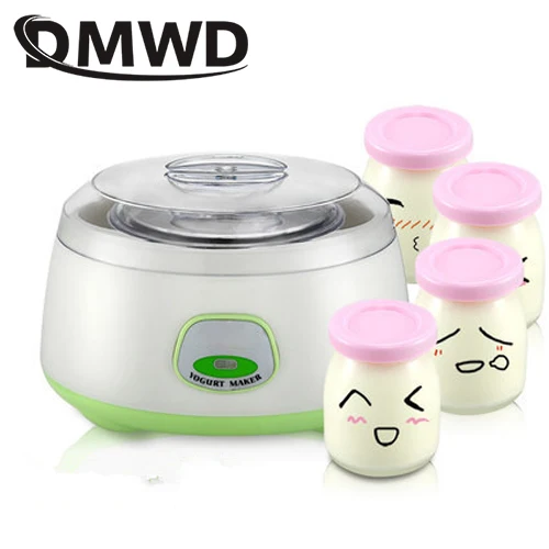 Manual cups green DMWD электрическая Йогуртница Leben ферментер Автоматическая многофункциональная нержавеющая сталь лайнер Natto рисовое вино йогурт машина 4 чашки - Цвет: Manual cups green