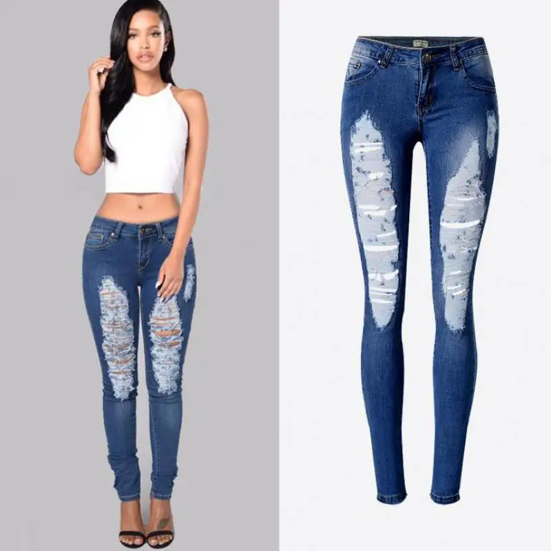 Suvance/эластичные модные весенние рваные нестандартные хлопковые джинсы карандаш