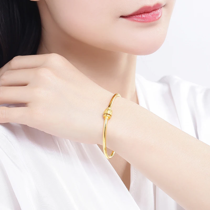 HMSS 24K браслет из чистого золота Настоящее 999 цельный золотой браслет высококлассный красивый романтический, модный Классический ювелирный браслет Лидер продаж Новинка