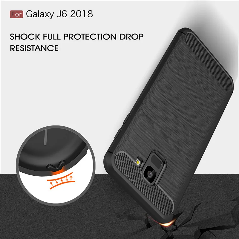 SRHE для Samsung Galaxy J6 2018 чехол J600 Мягкий ТПУ бампер из углеродного волокна Plus Prime J610F -