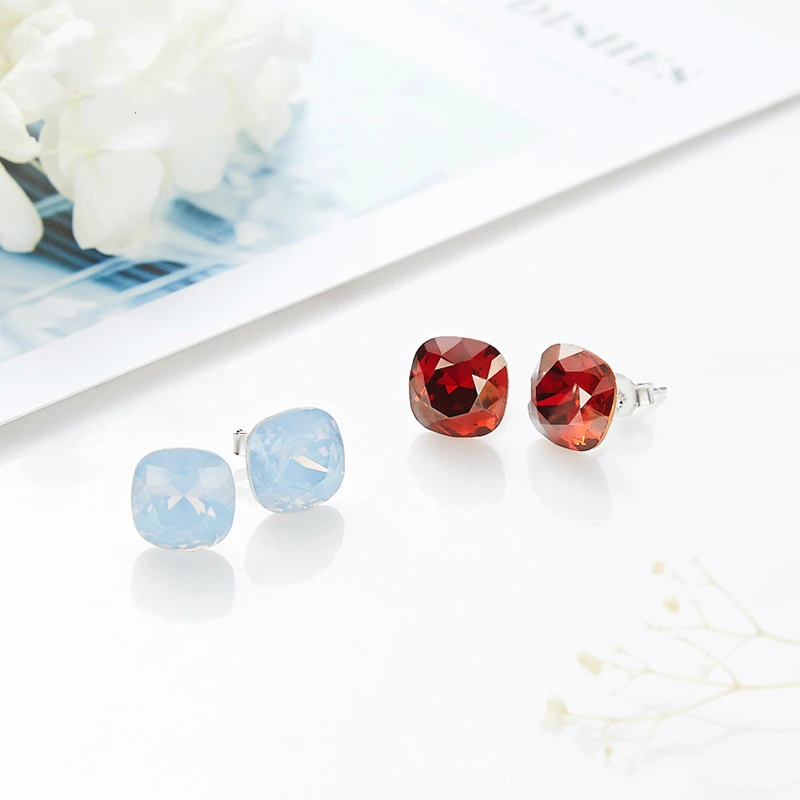Новые простые 925 серебряные серьги женские с кристаллами Swarovski|Серьги-гвоздики| |