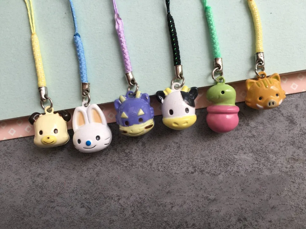 30 шт kawaii мини животные Смешанная медный колокольчик очаровательный сотовый телефон ремешки гаджет брелок для телефона Декор Подвеска