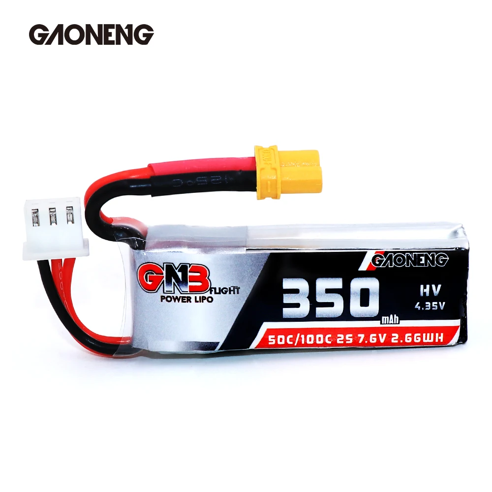 2 шт. Gaoneng GNB 350 мАч 2S 7 6 В 50C/100C HV Lipo батарея с разъемом XT30 для BETAFPV Beta75X Beta65X Whoop дроны RC