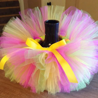 Детская разноцветная балетная юбка красная Тюль с бантом и лентой|pettiskirt baby|skirted