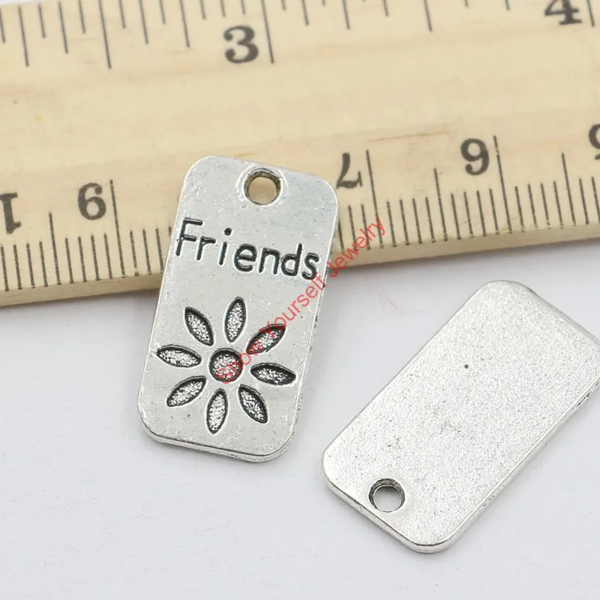 10 шт. тибетские посеребренные Подвески Friends Forever с цветами для изготовления