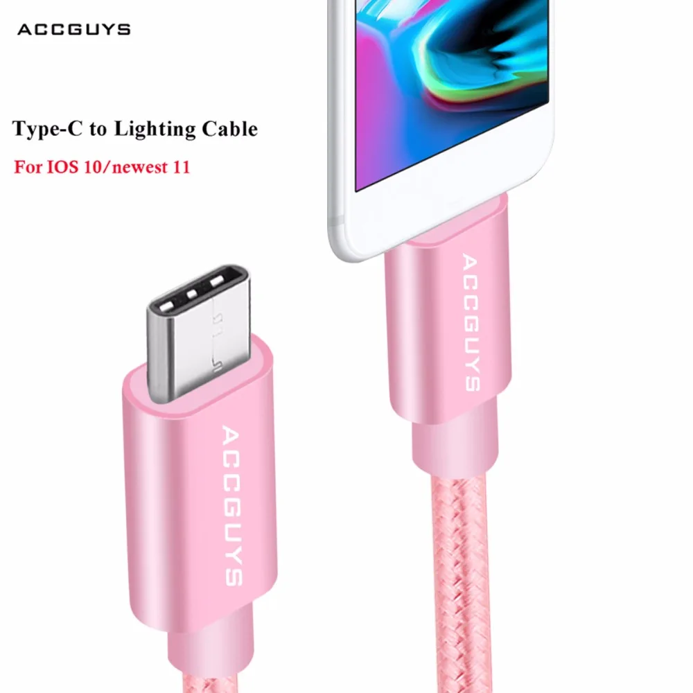 ACCGUYS Usb кабель для Iphone 8 7 Plus 6 5 к Type C мобильный телефон быстрое зарядное устройство
