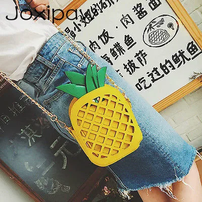 

2018 New Cute Handbag For Women Lovely Pineapple Bag PU Leather Chain Hollow Out Girls Women shoulder Bag Mini Purse 4 Colors