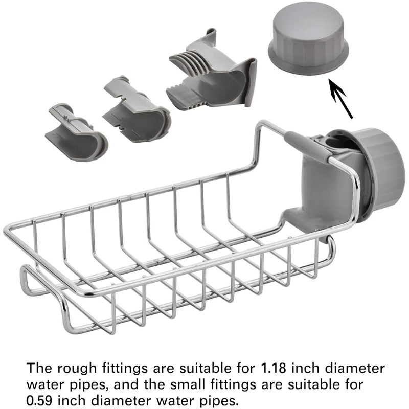 Sponge Holder Adjustable Stainless Steel Faucet Mounted For Kitchen Sink Caddy Soap Brush Dishwashing Liquid Dr | Обустройство дома