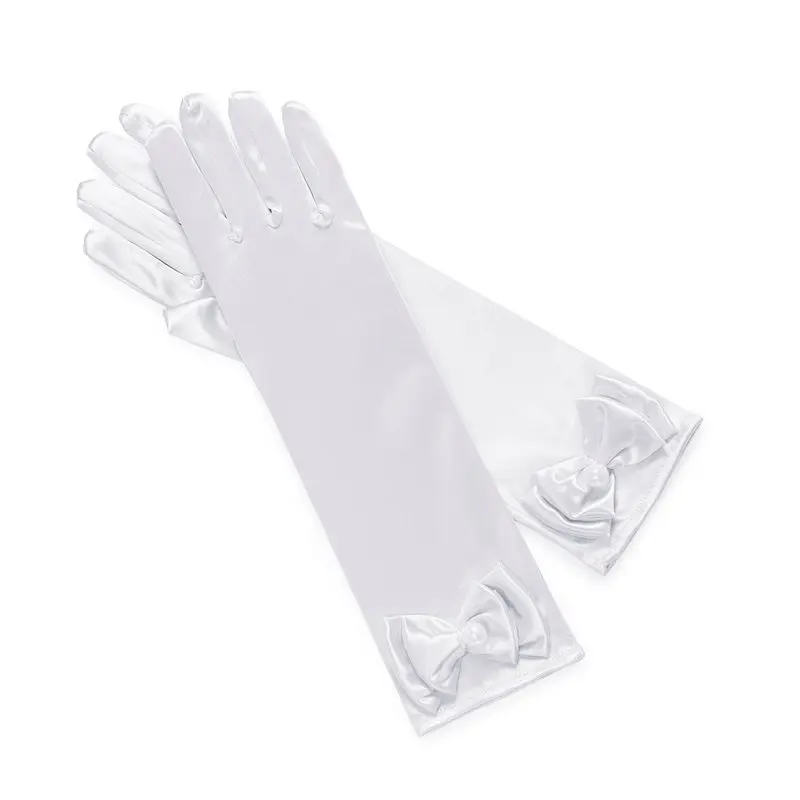 Bow Gloves - White Разноцветные детские перчатки для девочек для свадебного костюмированного представления; перчатки принцессы с принтом и бантом; Детские праздничные принадлежности для дня рождения; варежки Белоснежки для девочек - Цвет: Bow Gloves - White