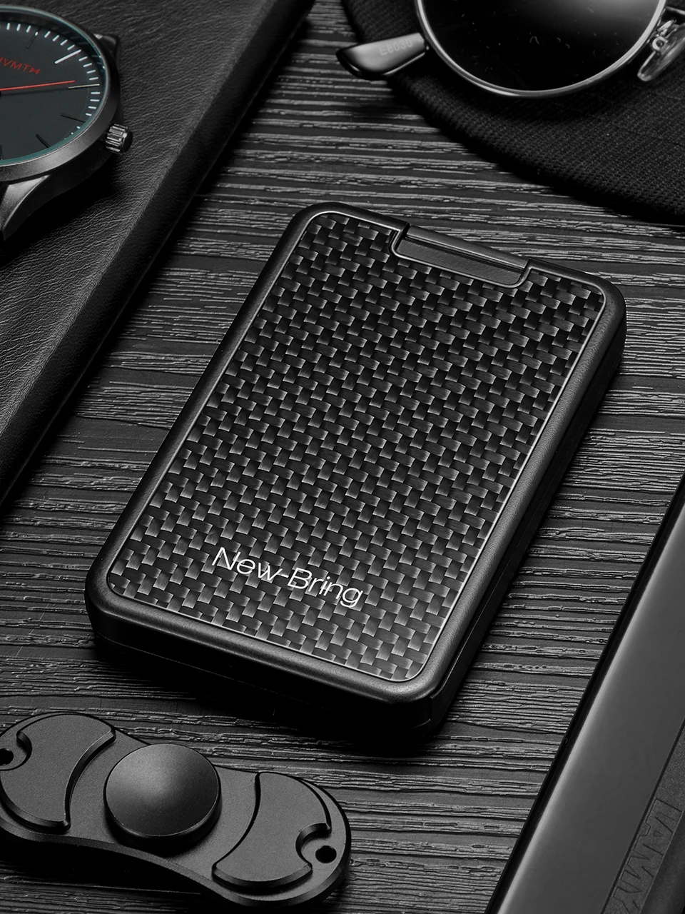 NewBring Slide Wallet RFID Блокировка углеродного волокна Кредитная ID держатель для карт для мужчин женщин мужской женский карта деньги минималистичный кошелек