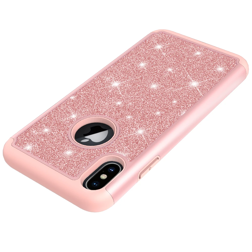 HYAZLZ Case for iPhone XR XS 6 6s 7 8 X Capa Coque Glitter Silicone PC Back Cover MAX Plus |
