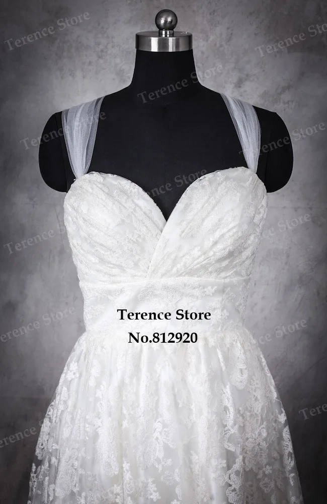 Terence реальный пляжный Повседневный Тюль длиной ниже колена кружевной|short wedding dress
