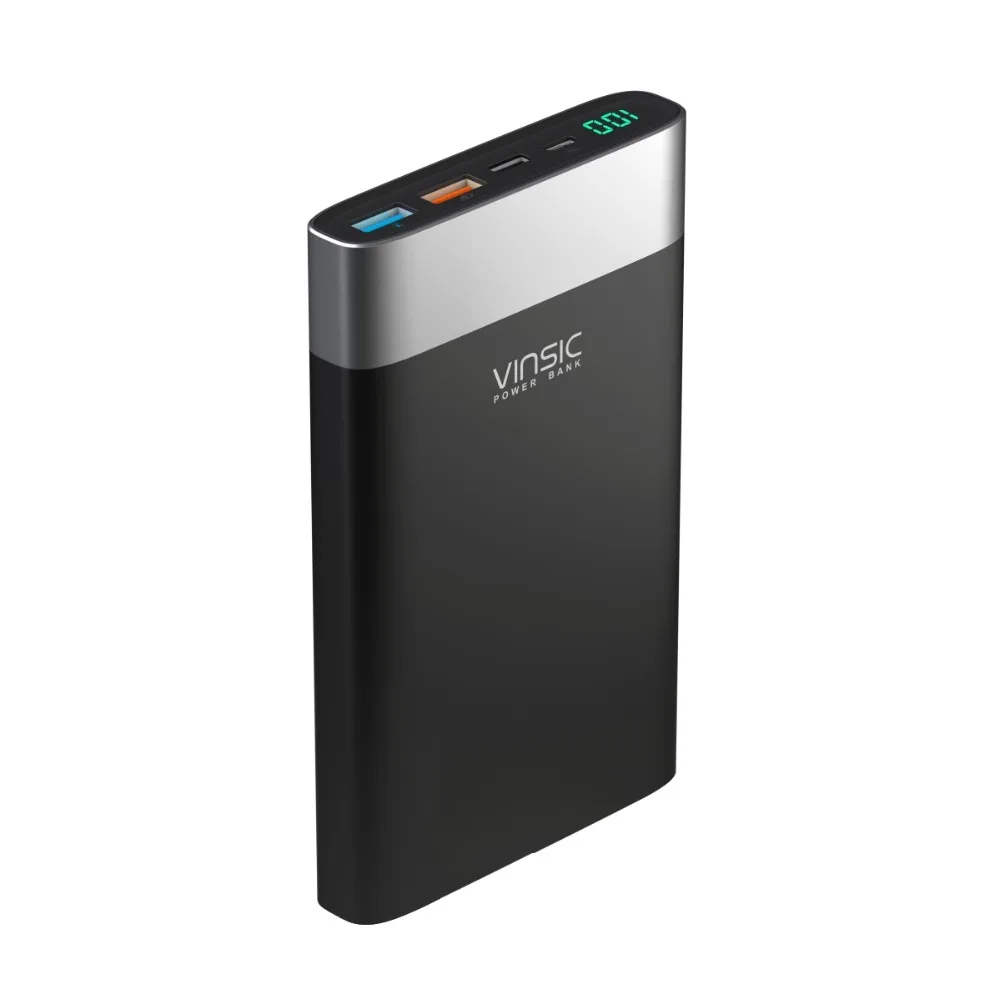 Vinsic 20000 мАч QC3.0 Quick Charge Мощность банк 2.4A внешний Батарея Зарядное устройство Тип C