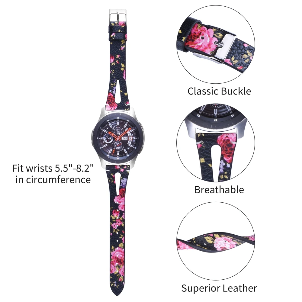 Модный кожаный ремешок для samsung Galaxy Watch 20 мм 22 мм ремешок из натуральной кожи браслет 2 упаковки для samsung gear S3 Frontier