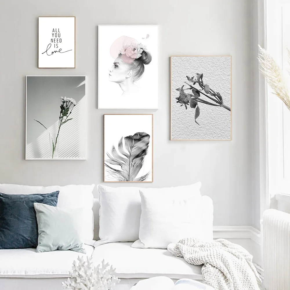 Настенная картина в скандинавском стиле Современная Картина на холсте с цветами