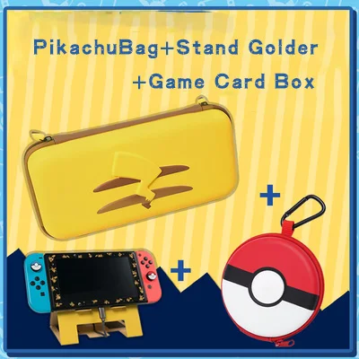 Bag-Stand-Box Let's Go Pikachus Storage Console bag+Adjustable Bracket Play Stand Holder for Nintendos NS Switch Console Tempered Glass Film - Цвет: Bag-Stand-Box