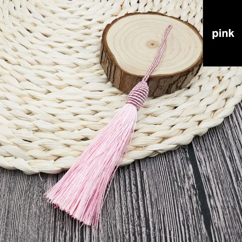 pink 2 шт./лот 9 см нить Ленточки Декоративные Шелковые бахромой гарнитур DIY кисточка швейная ткань аксессуары отделкой бахромой для tassel Pendant - Цвет: pink