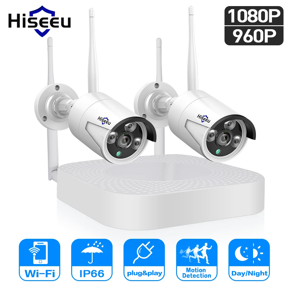 Hiseeu 4CH 960 P/1080 P двусторонний мониторинг Беспроводная CCTV камера система 2MP