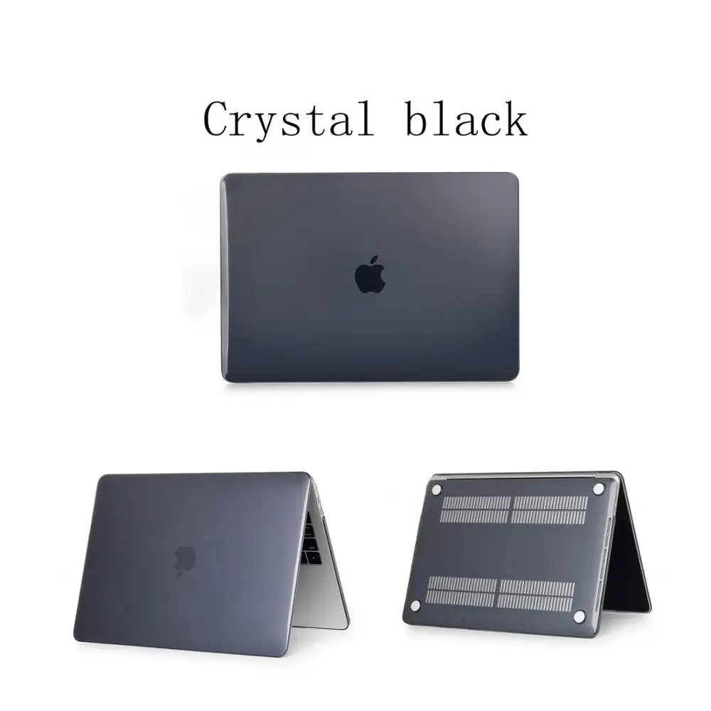 Crystal black Блестящий жесткий чехол для ноутбука Apple Macbook Air Pro Retina1" 12" 1" 15" чехол для Mac book New Air 13 New pro 13 15 Touch bar - Цвет: Crystal black