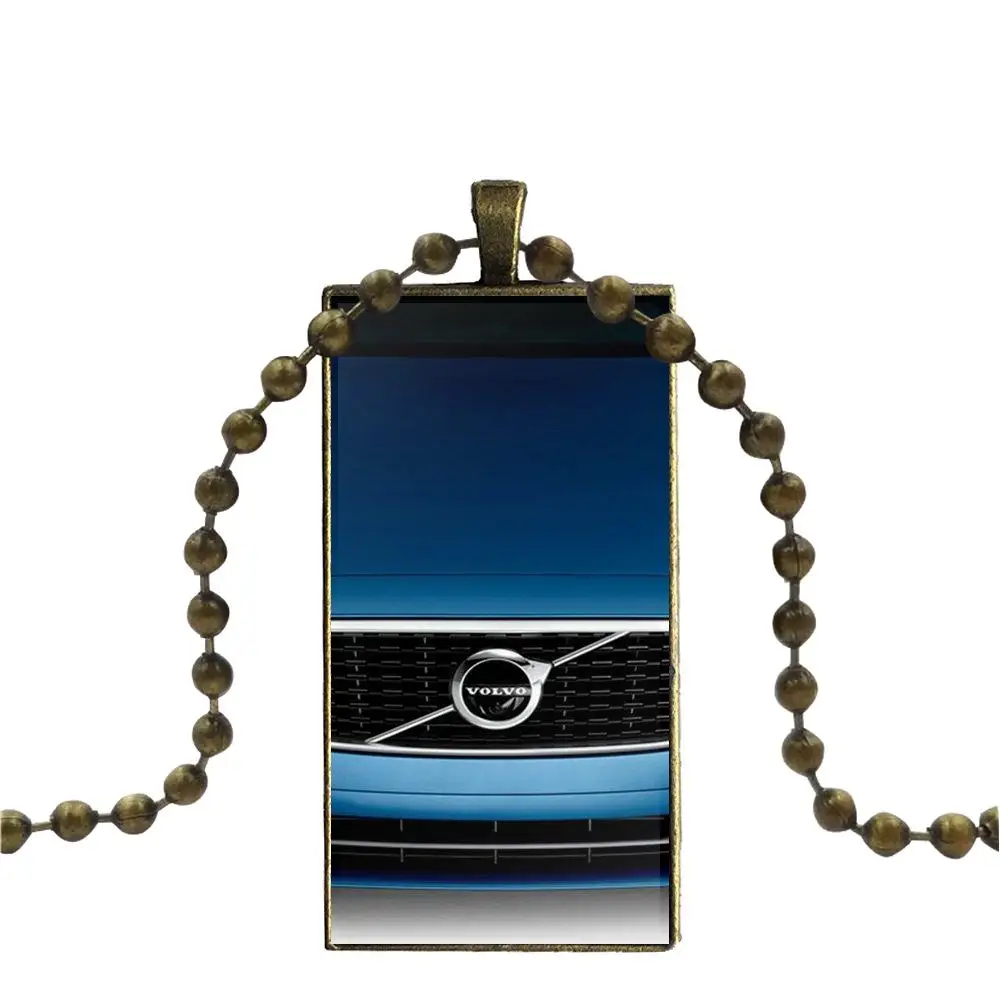 For Women Kids Gift Fashion Glass Cabochon Pendant Rectangle Necklace Choker Jewelry Hot Volvo Car Auto Grill | Украшения и