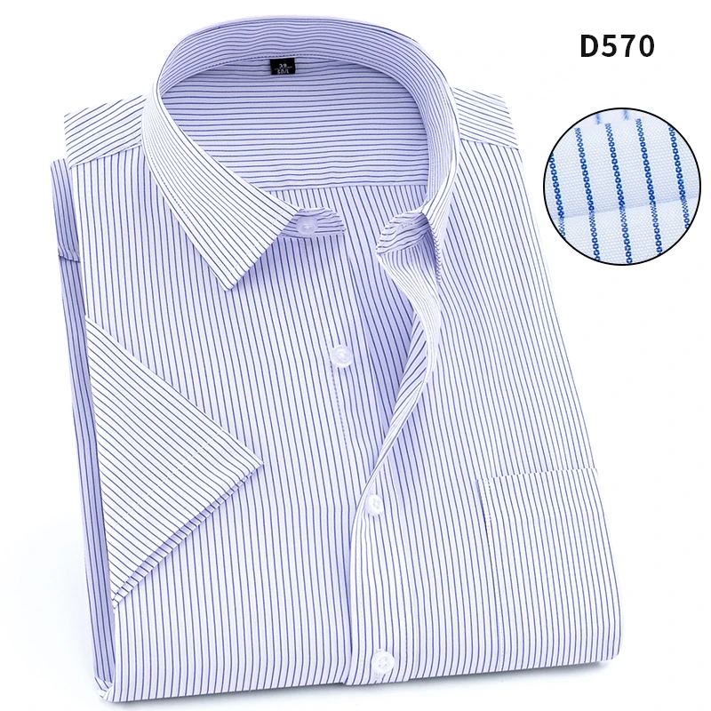 D570 Большие размеры 8XL, мужские летние рубашки с коротким рукавом, деловые рубашки для мужчин, большие 7XL, легкая забота, светская Мужская одежда, карьера, 6XL, дышащая - Цвет: D570
