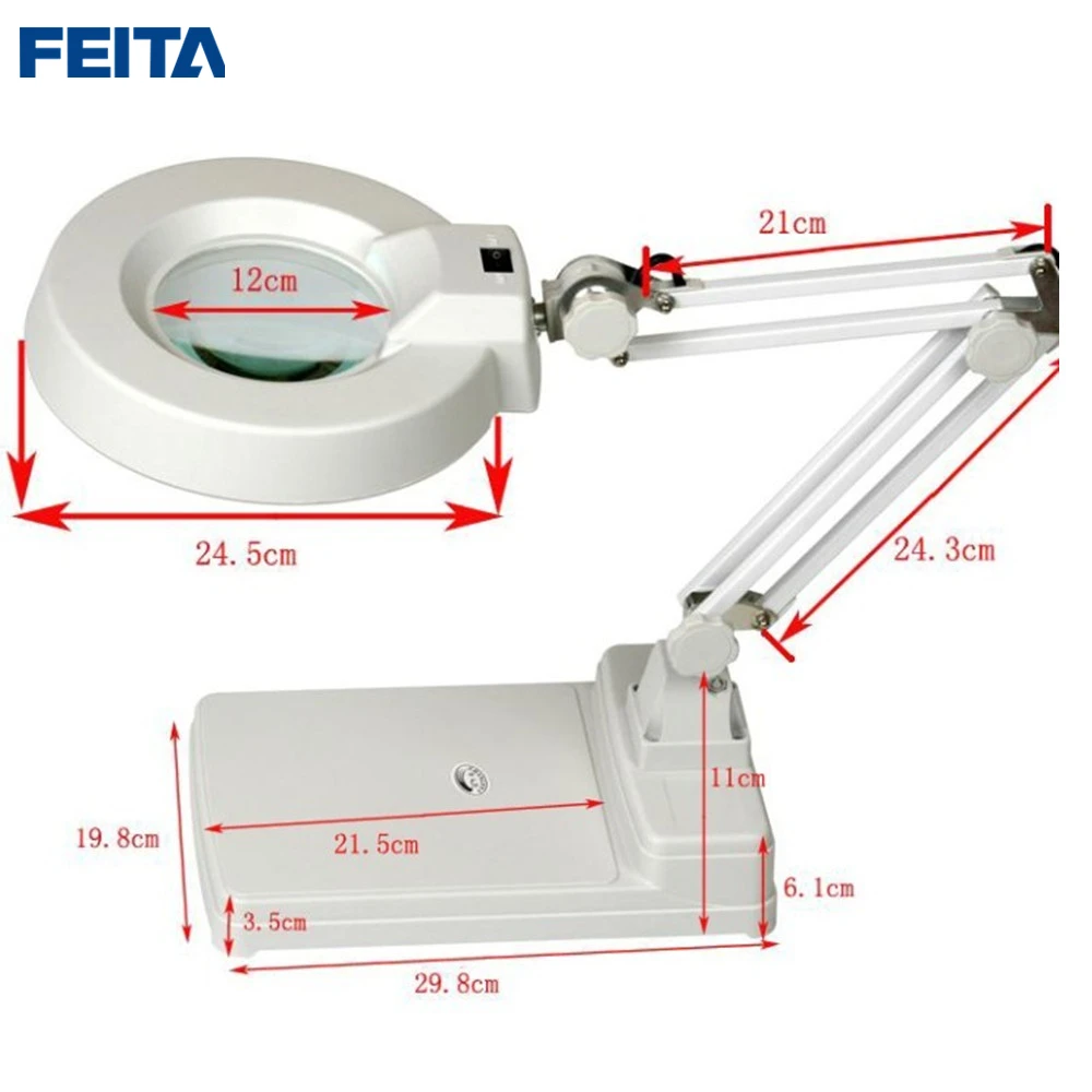 FEITA 86C стол Magnifing с светодиодный лампы 10X бай Bo прозрачный оптический лампы с лупой Desktop увеличительные стекла