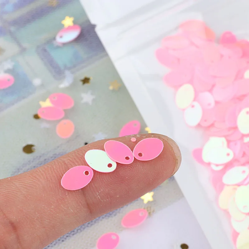 

AB Pink Oval Sequins 5*8mm Egg Shapes Sequin Mini Glitter Paillette For Craft DIY Apparel Sewing & Fabric Dress lentejuelas