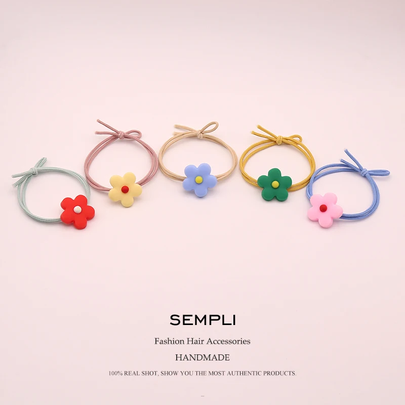 Sempli корейский маленький свежий нейлон Высокая резина для женщин эластичные резинки для волос Ins милый Декор в виде головки подсолнечника веревка аксессуары для волос Резина